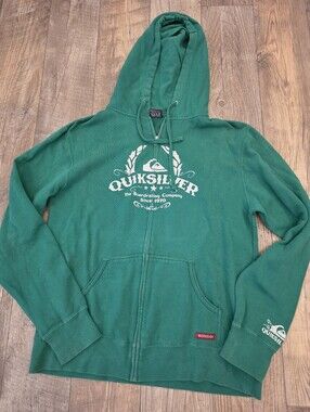 Vintage Y2k Mens Quicksilver Zip Up Hoodie Pac Sun Skate Surf